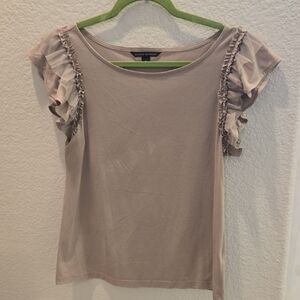 Vince Camuto Tan Cream Ruffled Blouse